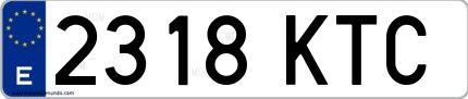 Ejemplo de matrícula española 2318 KTC