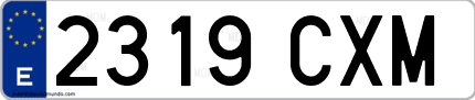 Ejemplo de matrícula de coche ordinaria 2319 CXM