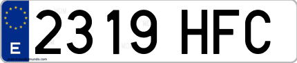 Ejemplo de matrícula de coche ordinaria 2319 HFC