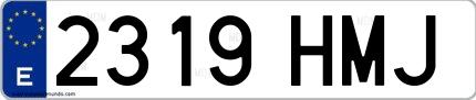 Ejemplo de matrícula española 2319 HMJ