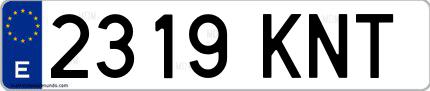 Ejemplo de matrícula española 2319 KNT