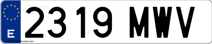 Ejemplo de matrícula de coche ordinaria 2319 MWV