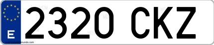 Ejemplo de matrícula española 2320 CKZ