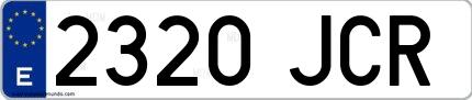 Ejemplo de matrícula española 2320 JCR