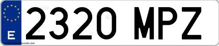 Ejemplo de matrícula española 2320 MPZ