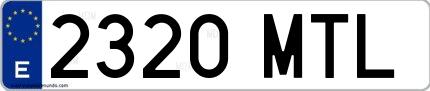 Ejemplo de matrícula española 2320 MTL