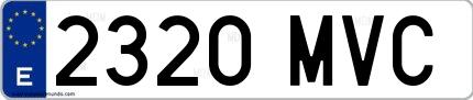 Ejemplo de matrícula española 2320 MVC