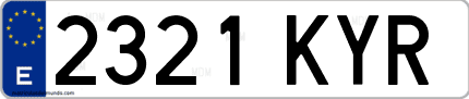 Ejemplo de matrícula de coche ordinaria 2321 KYR
