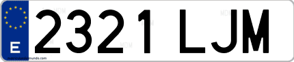 Ejemplo de matrícula de coche ordinaria 2321 LJM