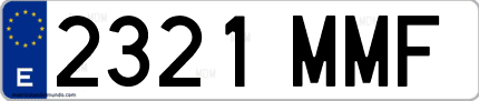 Ejemplo de matrícula de coche ordinaria 2321 MMF