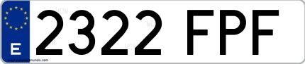 Ejemplo de matrícula española 2322 FPF