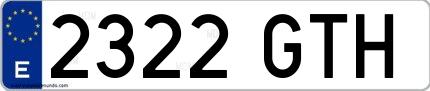 Ejemplo de matrícula española 2322 GTH