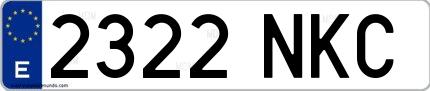 Ejemplo de matrícula española 2322 NKC