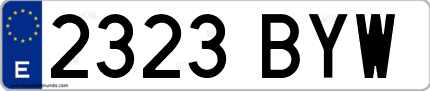 Ejemplo de matrícula de coche ordinaria 2323 BYW