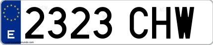 Ejemplo de matrícula española 2323 CHW