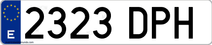 Ejemplo de matrícula de coche ordinaria 2323 DPH