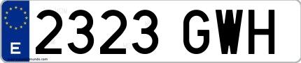 Ejemplo de matrícula española 2323 GWH