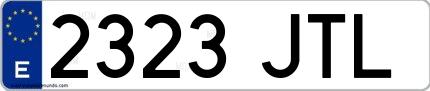 Ejemplo de matrícula española 2323 JTL