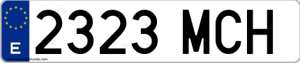 Ejemplo de matrícula de coche ordinaria 2323 MCH