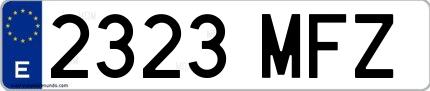 Ejemplo de matrícula española 2323 MFZ
