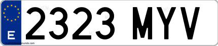 Ejemplo de matrícula española 2323 MYV