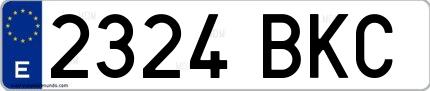 Ejemplo de matrícula española 2324 BKC