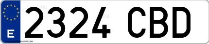 Ejemplo de matrícula española 2324 CBD