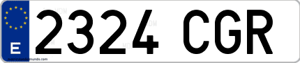 Ejemplo de matrícula de coche ordinaria 2324 CGR