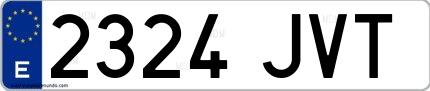Ejemplo de matrícula española 2324 JVT