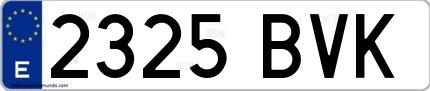 Ejemplo de matrícula española 2325 BVK