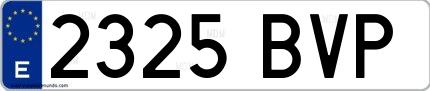 Ejemplo de matrícula española 2325 BVP