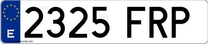 Ejemplo de matrícula española 2325 FRP