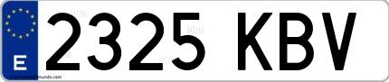 Ejemplo de matrícula española 2325 KBV