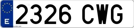 Ejemplo de matrícula española 2326 CWG