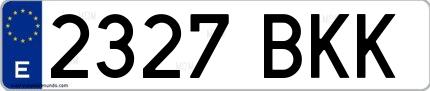 Ejemplo de matrícula española 2327 BKK
