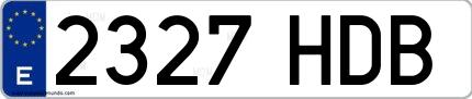 Ejemplo de matrícula española 2327 HDB
