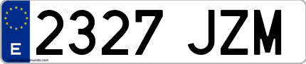 Ejemplo de matrícula de coche ordinaria 2327 JZM
