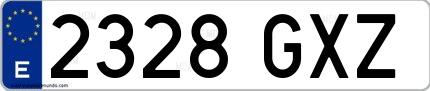 Ejemplo de matrícula española 2328 GXZ