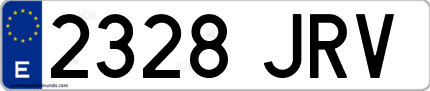 Ejemplo de matrícula de coche ordinaria 2328 JRV