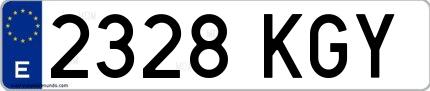 Ejemplo de matrícula española 2328 KGY