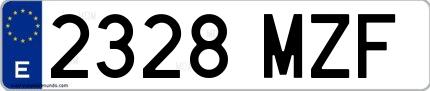 Ejemplo de matrícula española 2328 MZF