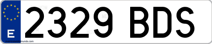 Ejemplo de matrícula de coche ordinaria 2329 BDS