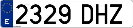 Ejemplo de matrícula española 2329 DHZ
