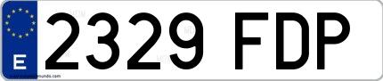 Ejemplo de matrícula española 2329 FDP