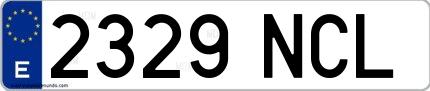 Ejemplo de matrícula española 2329 NCL