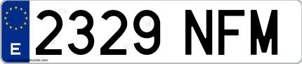 Ejemplo de matrícula española 2329 NFM