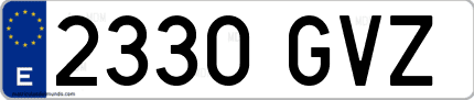 Ejemplo de matrícula de coche ordinaria 2330 GVZ