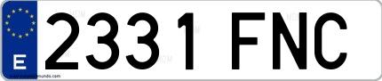 Ejemplo de matrícula española 2331 FNC