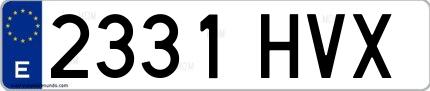 Ejemplo de matrícula española 2331 HVX