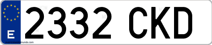 Ejemplo de matrícula de coche ordinaria 2332 CKD